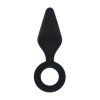 Silicone Anal Plug with Loop - M - Black
